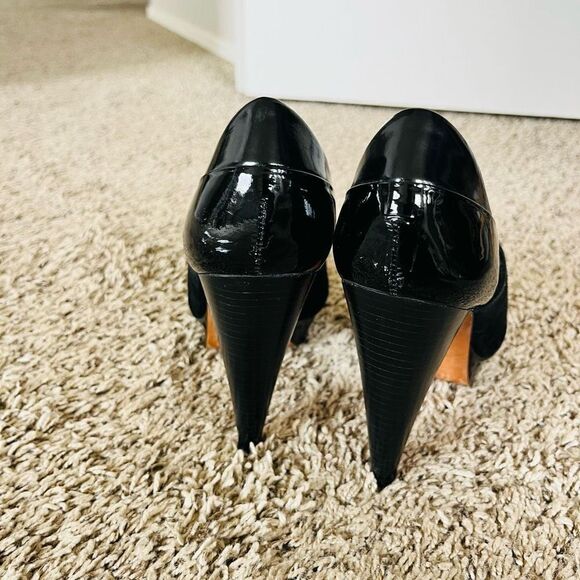STEVEN by Steve Madden Sweatime black patent leather and black suede d’Orsay hee - Picture 5 of 7